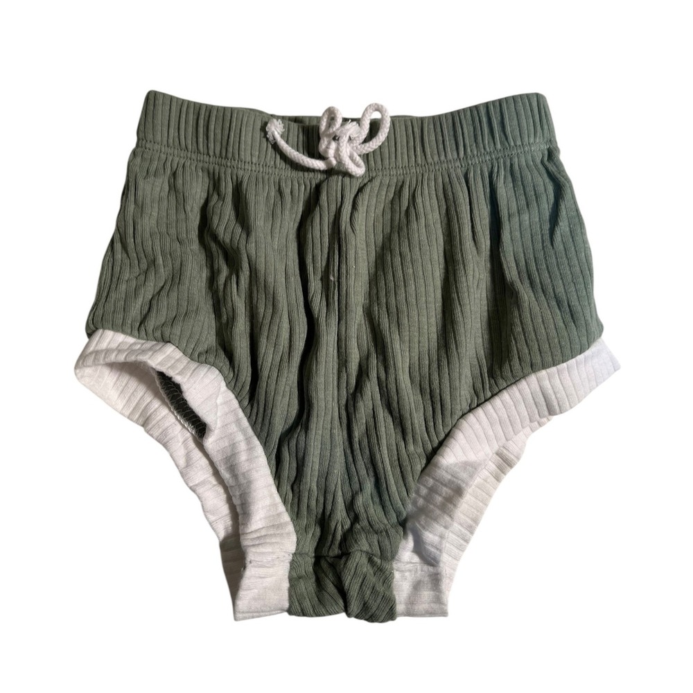 Baby Cat & Jack Baby Size 3-6 Months Bloomers Green Cream Ribbed Drawstring
